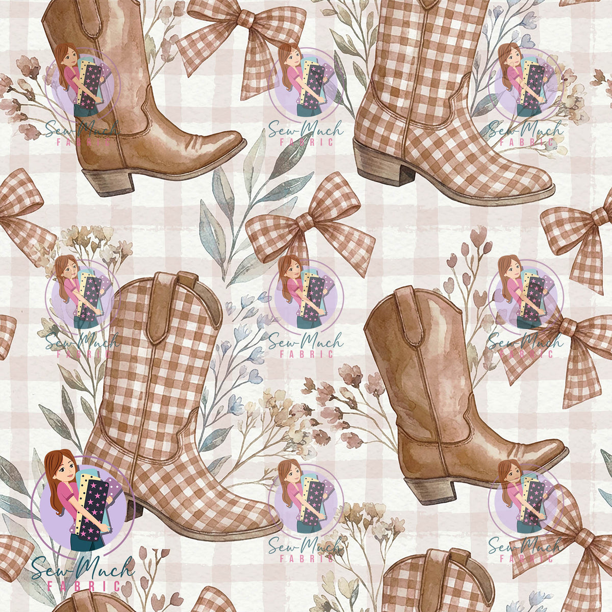 Cowgirl Boots Gingham | Woven | Retail | Average Scale