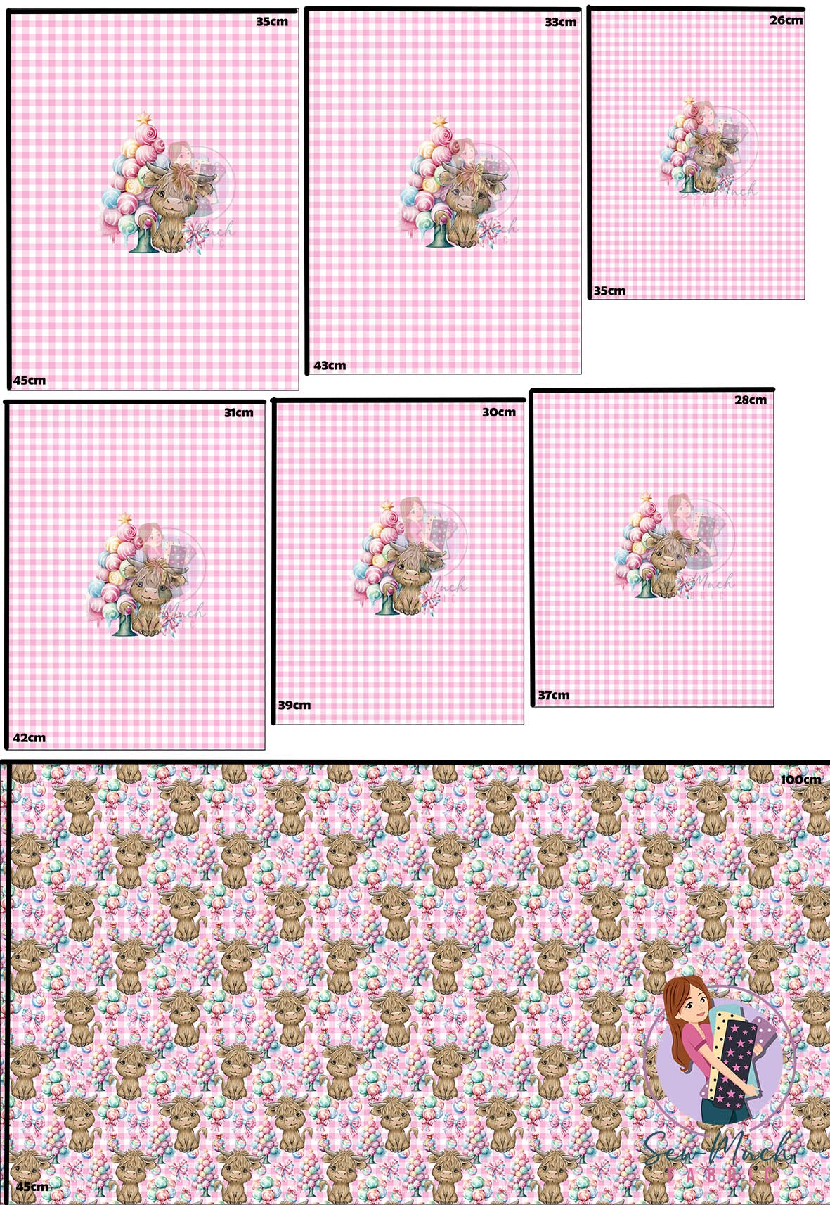 CHRISTMAS Pre-Order: Highland Cow Candy 'PANEL FOR ROMPERS'