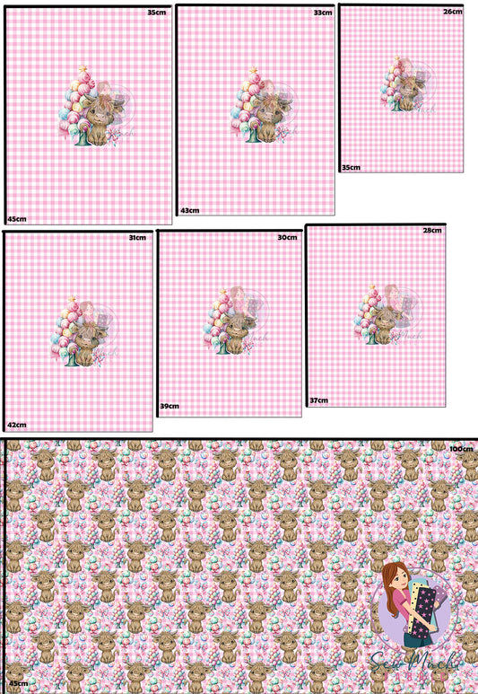 CHRISTMAS Pre-Order: Highland Cow Candy 'PANEL FOR ROMPERS'