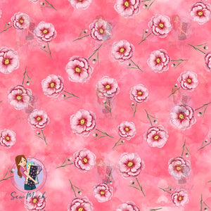 REMNANT: Pink Flowers Cooridnate | Woven | Retail | Average Scale (WOF x 45cm)