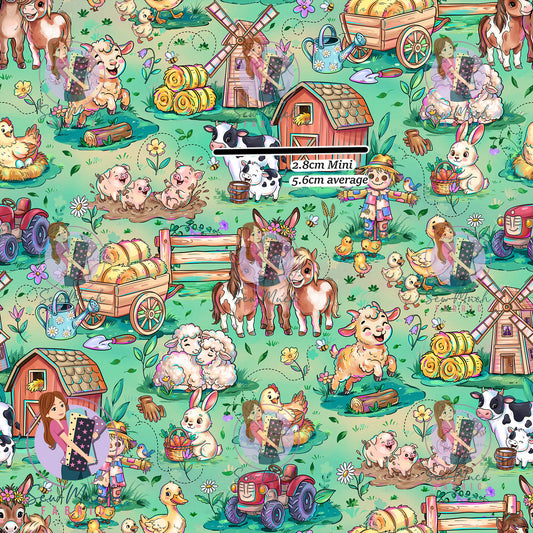 Farm Animals Green | Woven | Retail | Average Scale
