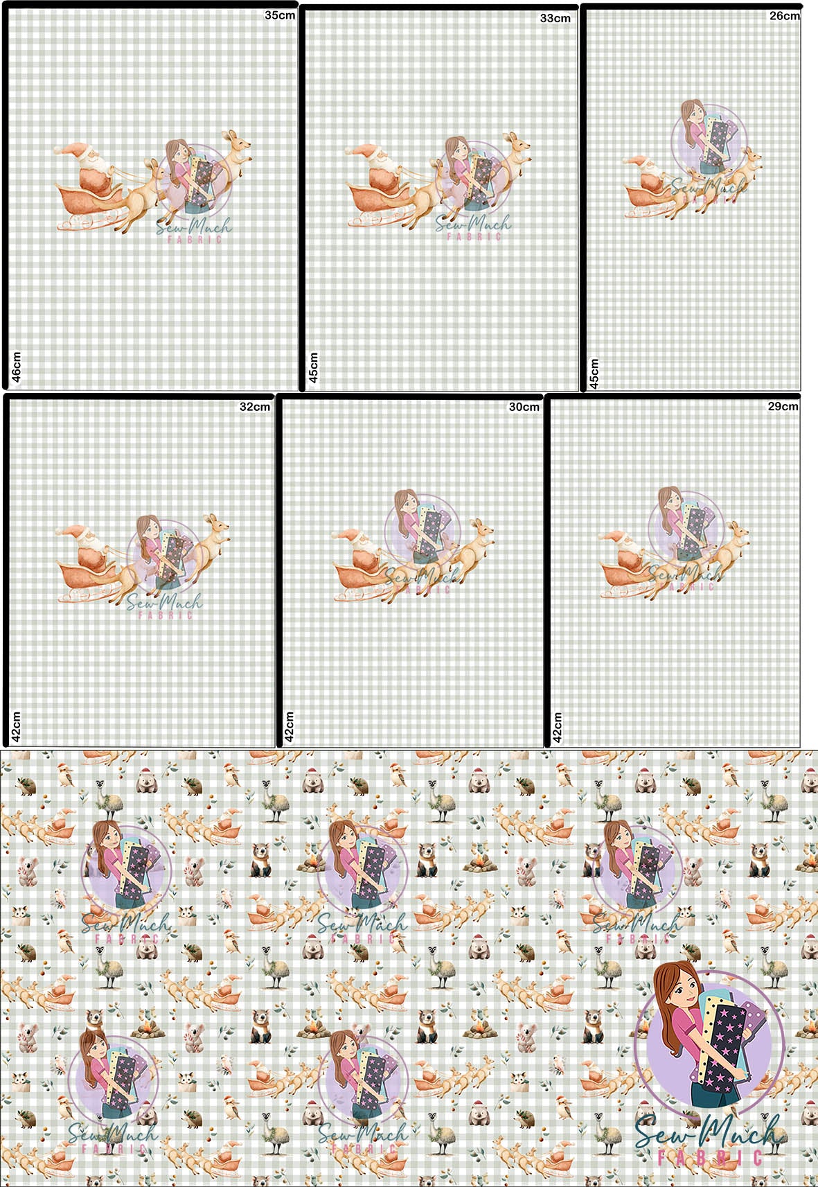 CHRISTMAS Pre-Order: Roo-dolph's Christmas Run Gingham 'PANEL FOR ROMPERS'