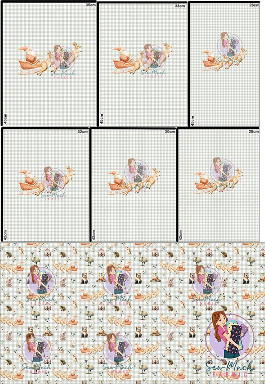 CHRISTMAS Pre-Order: Roo-dolph's Christmas Run Gingham 'PANEL FOR ROMPERS'