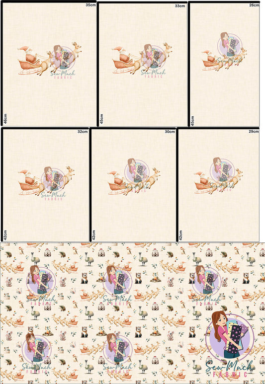 CHRISTMAS Pre-Order: Roo-dolph's Christmas Run Beige 'PANEL FOR ROMPERS'