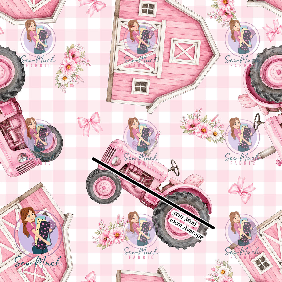 Pink Tractors & Barns | Woven | Retail | MINI Scale