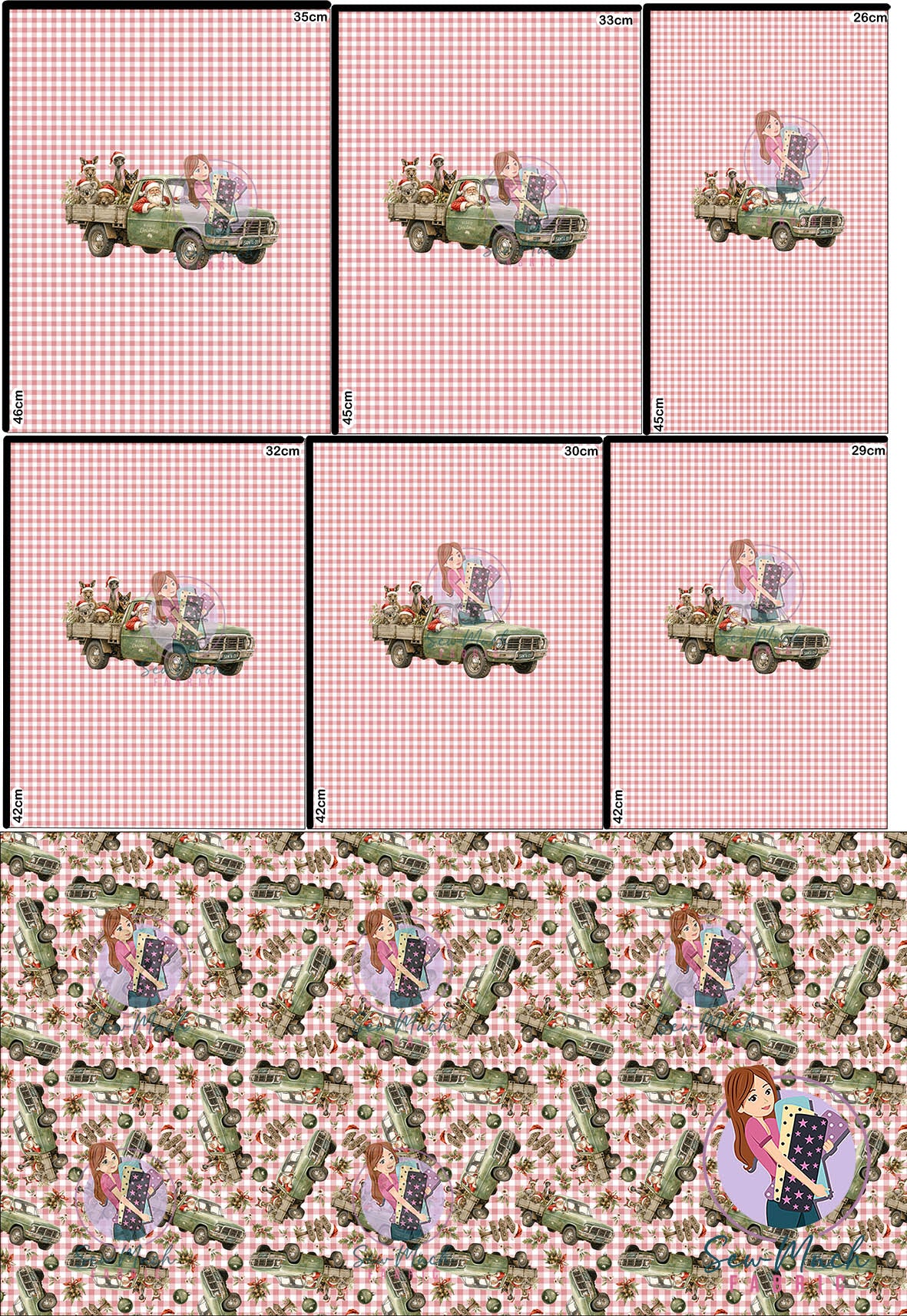 CHRISTMAS Pre-Order: Santa's Outback Delivery Red Gingham 'PANEL FOR ROMPERS'