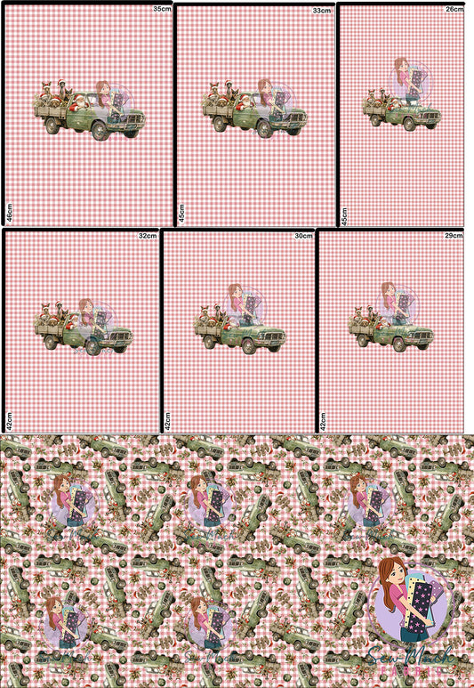 CHRISTMAS Pre-Order: Santa's Outback Delivery Red Gingham 'PANEL FOR ROMPERS'
