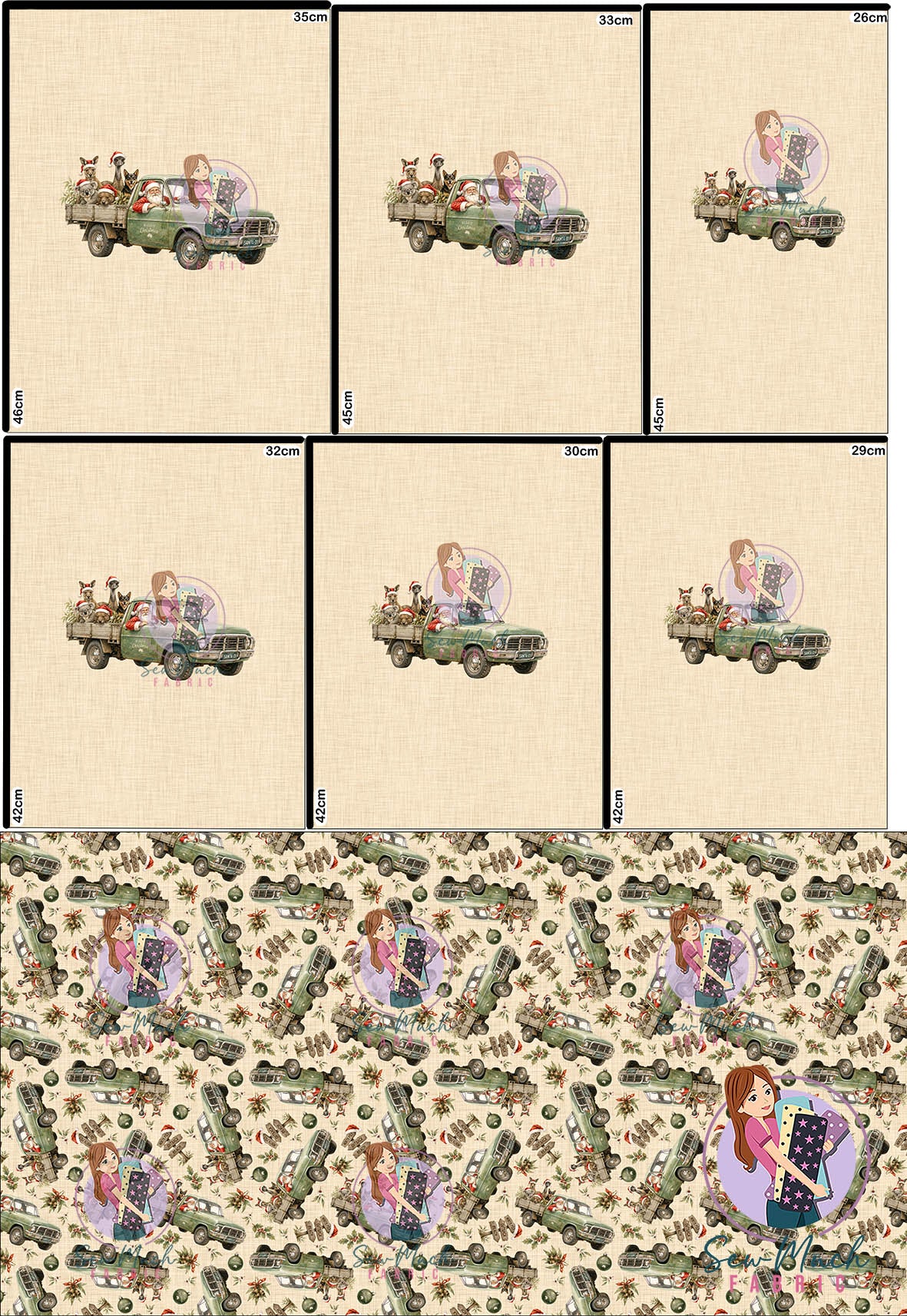 CHRISTMAS Pre-Order: Santa's Outback Delivery Beige 'PANEL FOR ROMPERS'