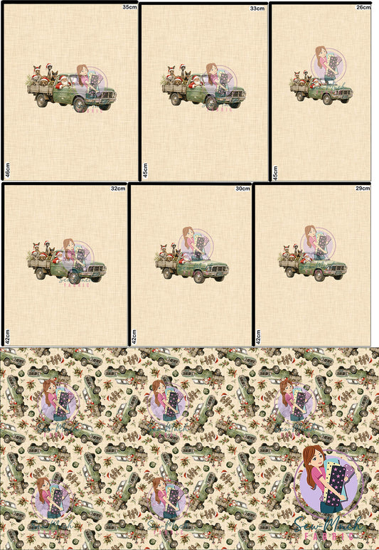 CHRISTMAS Pre-Order: Santa's Outback Delivery Beige 'PANEL FOR ROMPERS'