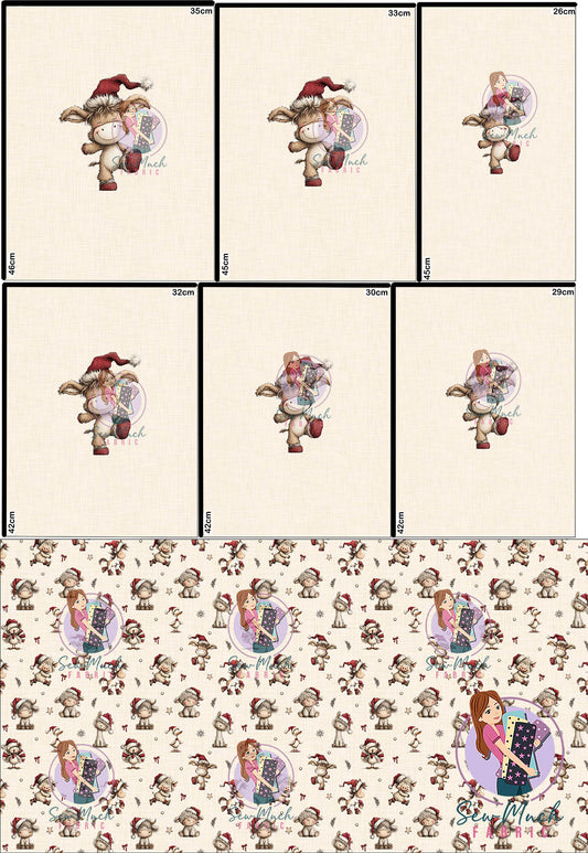 CHRISTMAS Pre-Order: Adorable Farm Animals Beige 'PANEL FOR ROMPERS'
