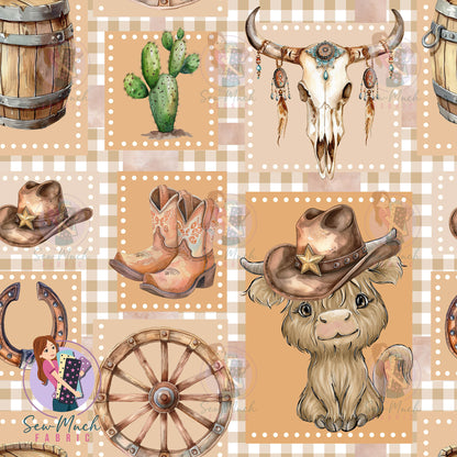 Highland Cow Patchwork | MINKY | Retail | Average Scale