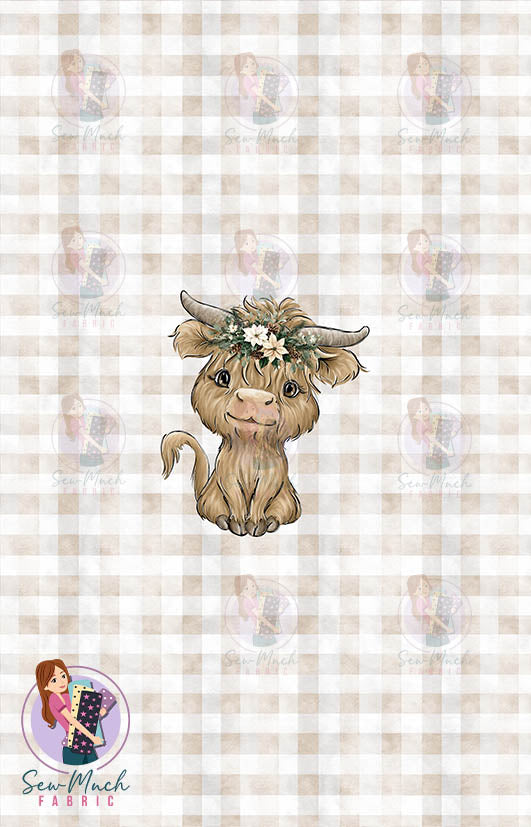 CHRISTMAS Pre-Order: Highland Cow Beige PANEL