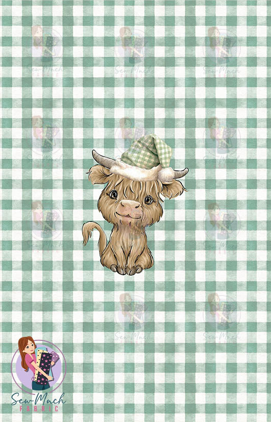 CHRISTMAS Pre-Order: Highland Cow Green PANEL