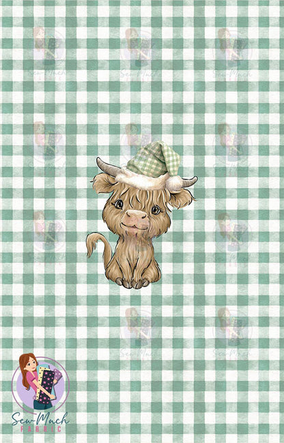 CHRISTMAS Pre-Order: Highland Cow Green PANEL