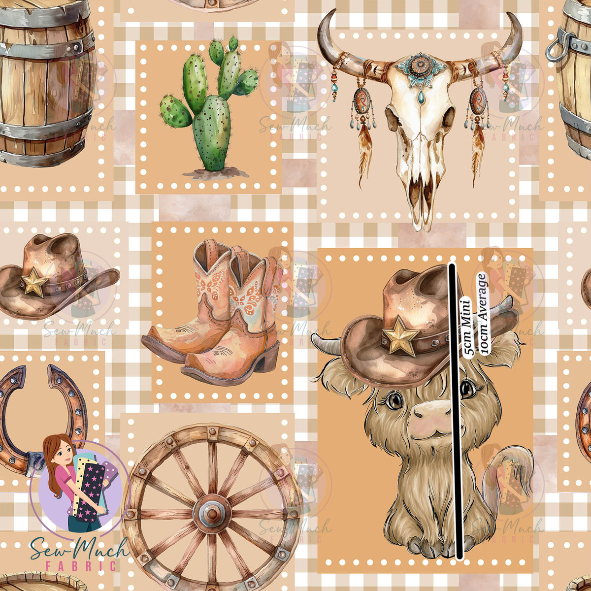 Highland Cow Patchwork | MINKY | Retail | Average Scale