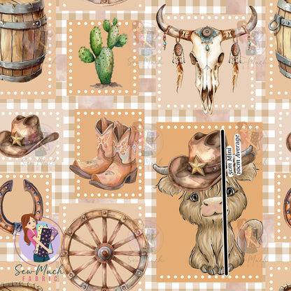Highland Cow Patchwork | MINKY | Retail | Average Scale