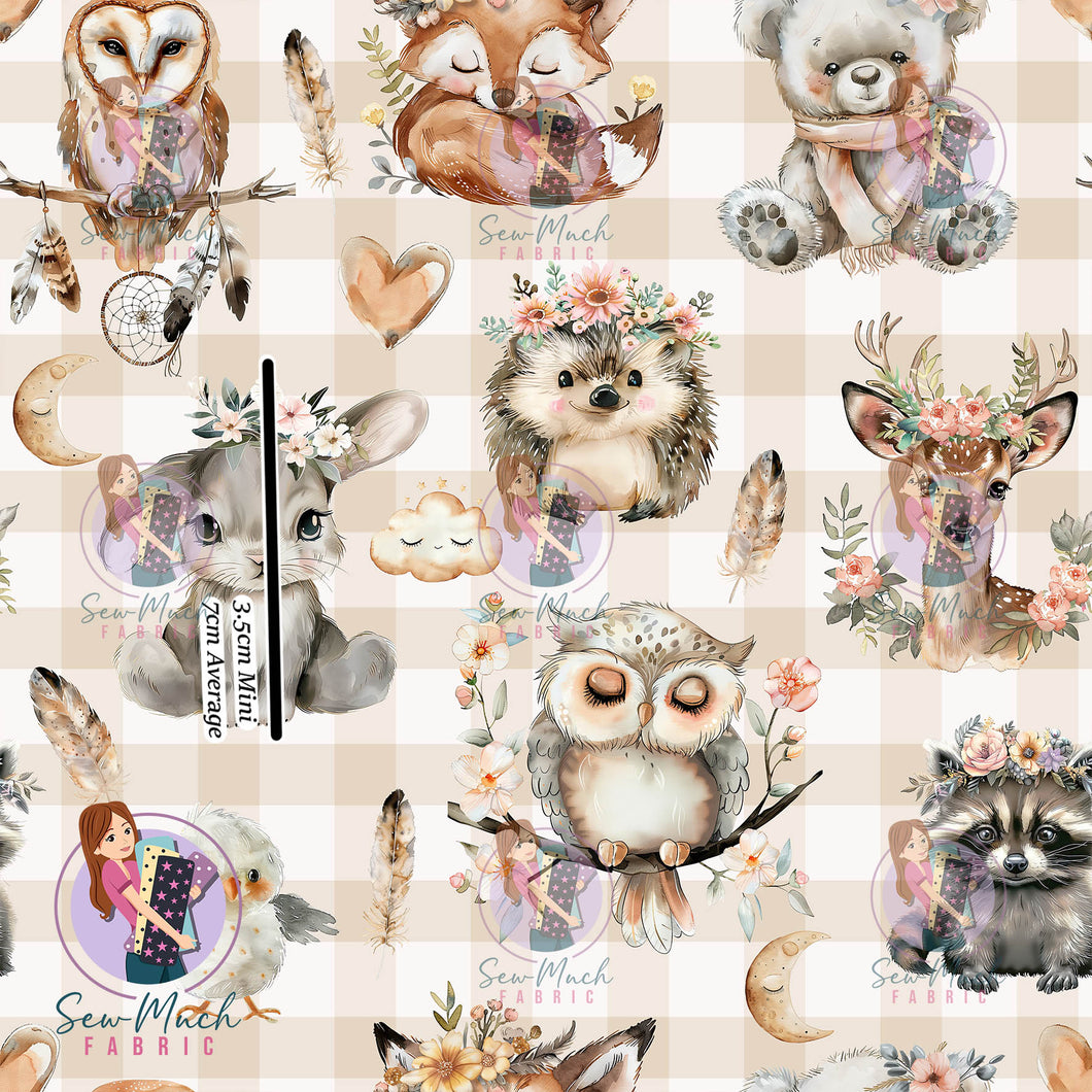 Woodland Animals Gingham | Knit | Retail | Average Scale