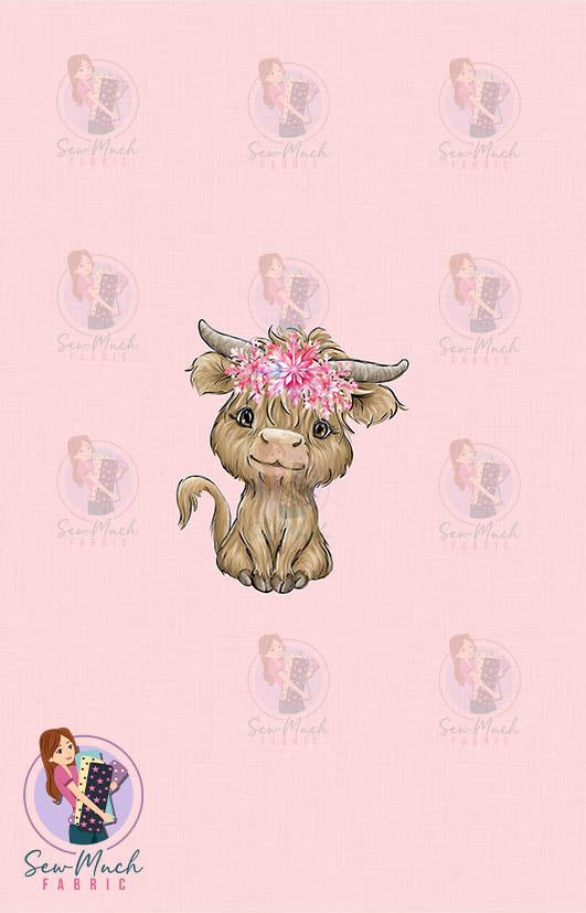 CHRISTMAS Pre-Order: Highland Cow Pink 'PANEL'