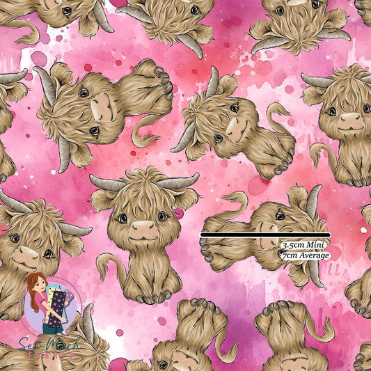 Highland Cows Pink | Woven | Retail | MINI Scale