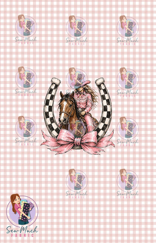 JULY Pre-Order (1): Horseshoe Pink Gingham PANEL