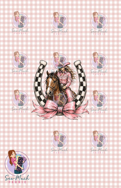 JULY Pre-Order (1): Horseshoe Pink Gingham PANEL