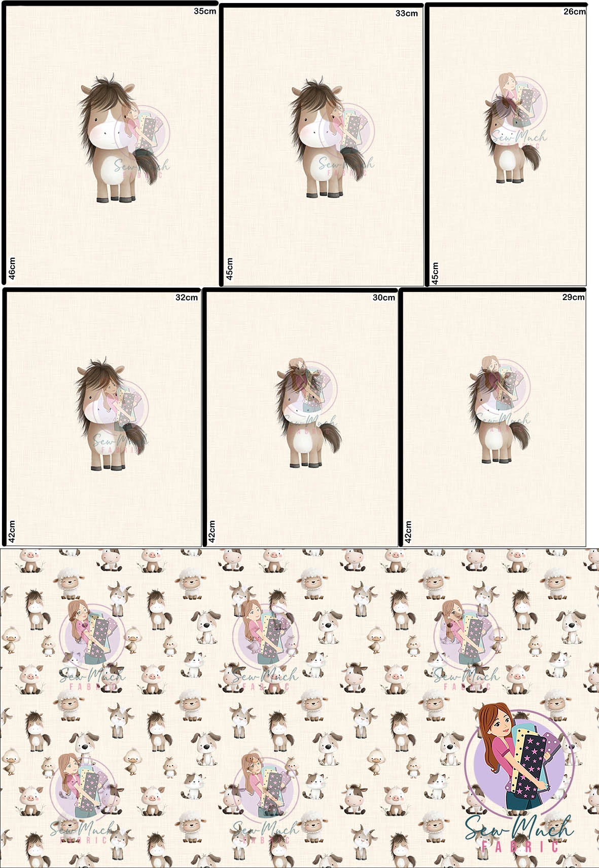 AUGUST Pre-Order (1): Farm Animals Beige 'PANEL FOR ROMPERS'