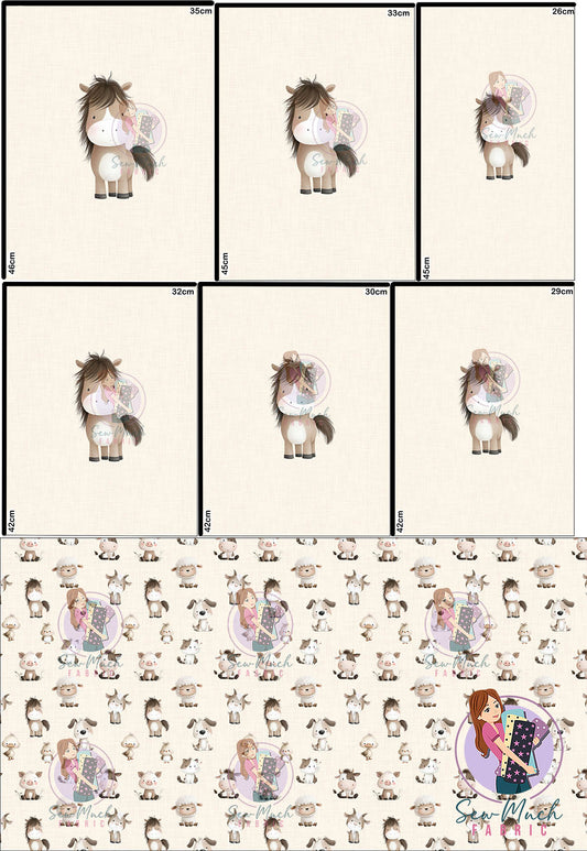 AUGUST Pre-Order (1): Farm Animals Beige 'PANEL FOR ROMPERS'