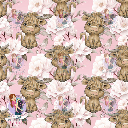 Highland Cows Elizabeth Floral | Woven | Retail | MINI Scale