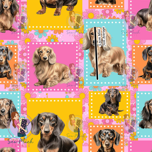 Dachshund Colourful Patchwork | Woven | Retail | Average Scale