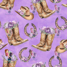 Load image into Gallery viewer, APRIL Pre-Order (2): Boots and Horseshoe Purple
