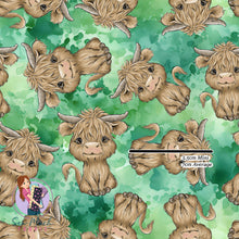 Load image into Gallery viewer, Highland Cow Green Watercolour | Swin | Retail | MINI Scale
