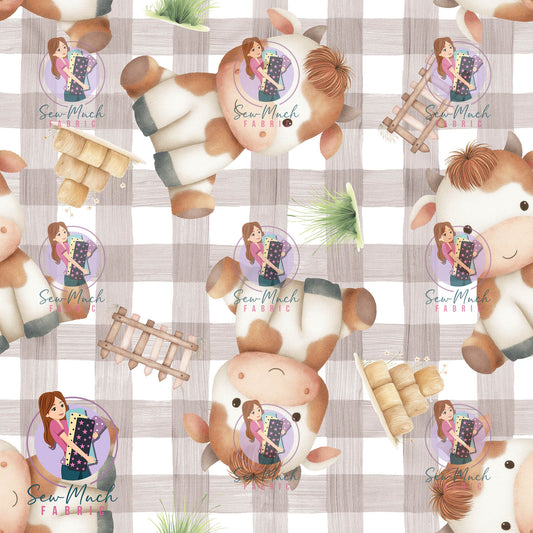 Adorable Cow Gingham | MINKY | Retail | Average Scale