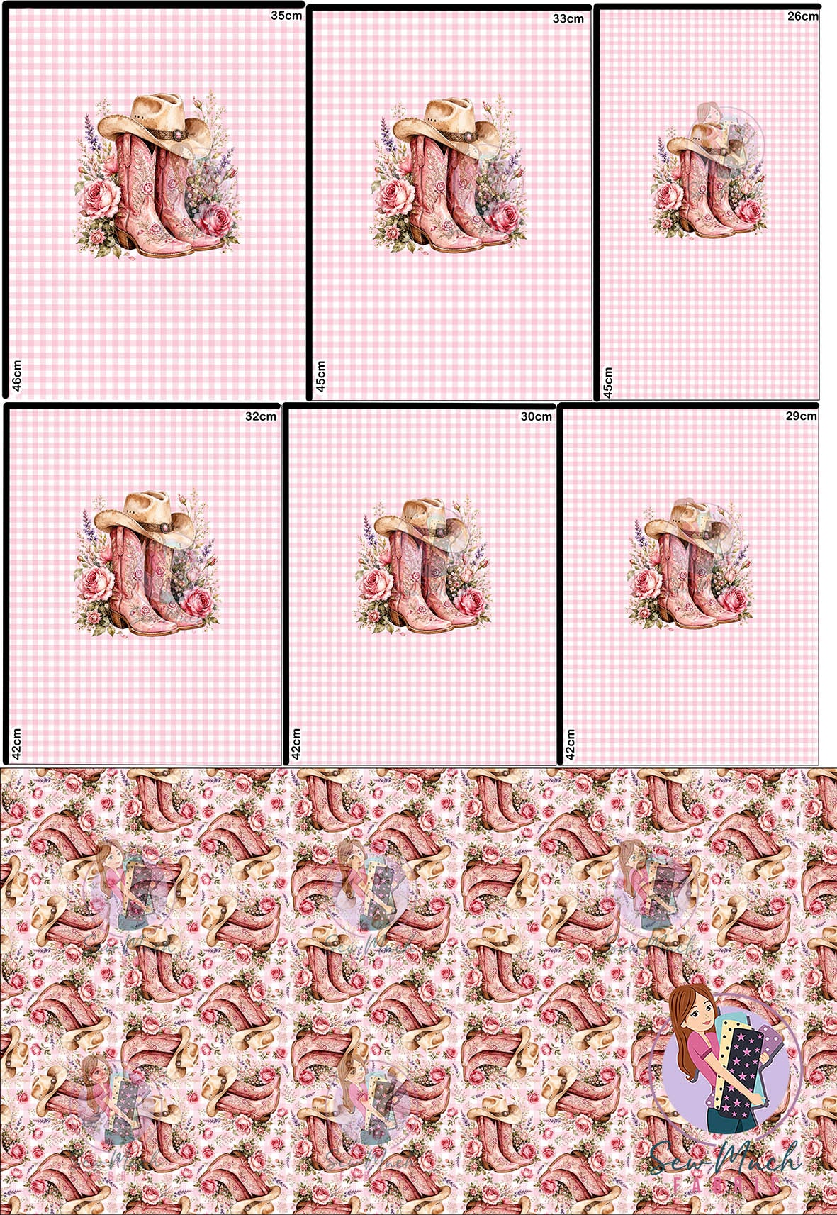 JULY Pre-Order (1): Western Pink Boots 'PANEL FOR ROMPERS'