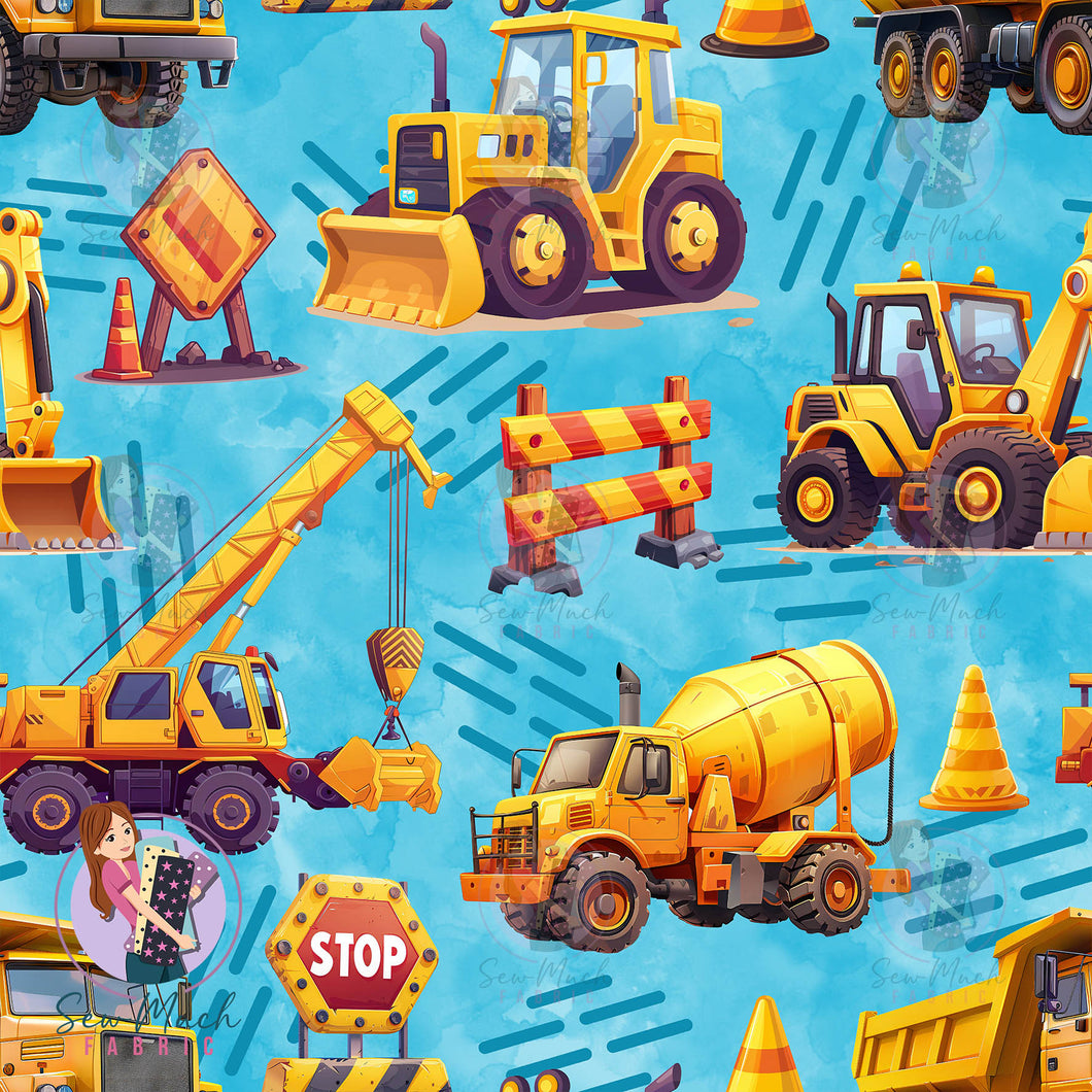 Construction Trucks Blue | Knit | Retail | Average Scale