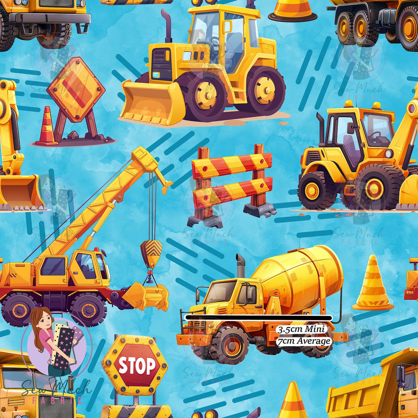 Construction Trucks Blue | Knit | Retail | Average Scale