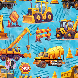 Construction Trucks Blue | Knit | Retail | Average Scale