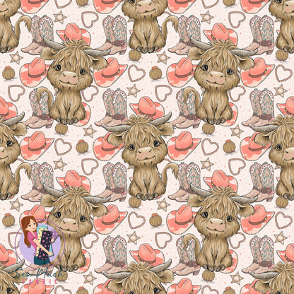 Highland Cow Cowgirl | Woven | Retail | MINI Scale