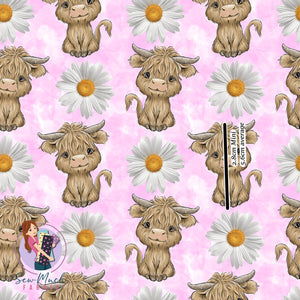 Highland Cow Pink Daisy | Bamboo | Retail | Average Scale
