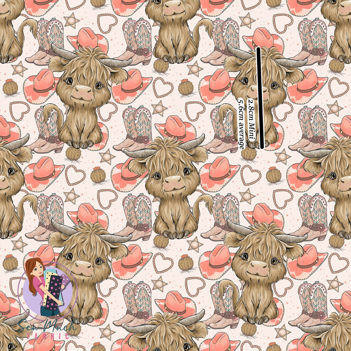 Highland Cow Cowgirl | Woven | Retail | MINI Scale