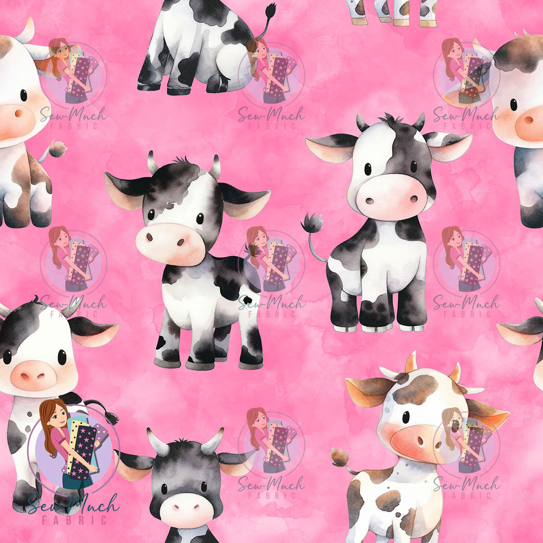 Adorable Cows Pink | Woven | Retail | Average Scale
