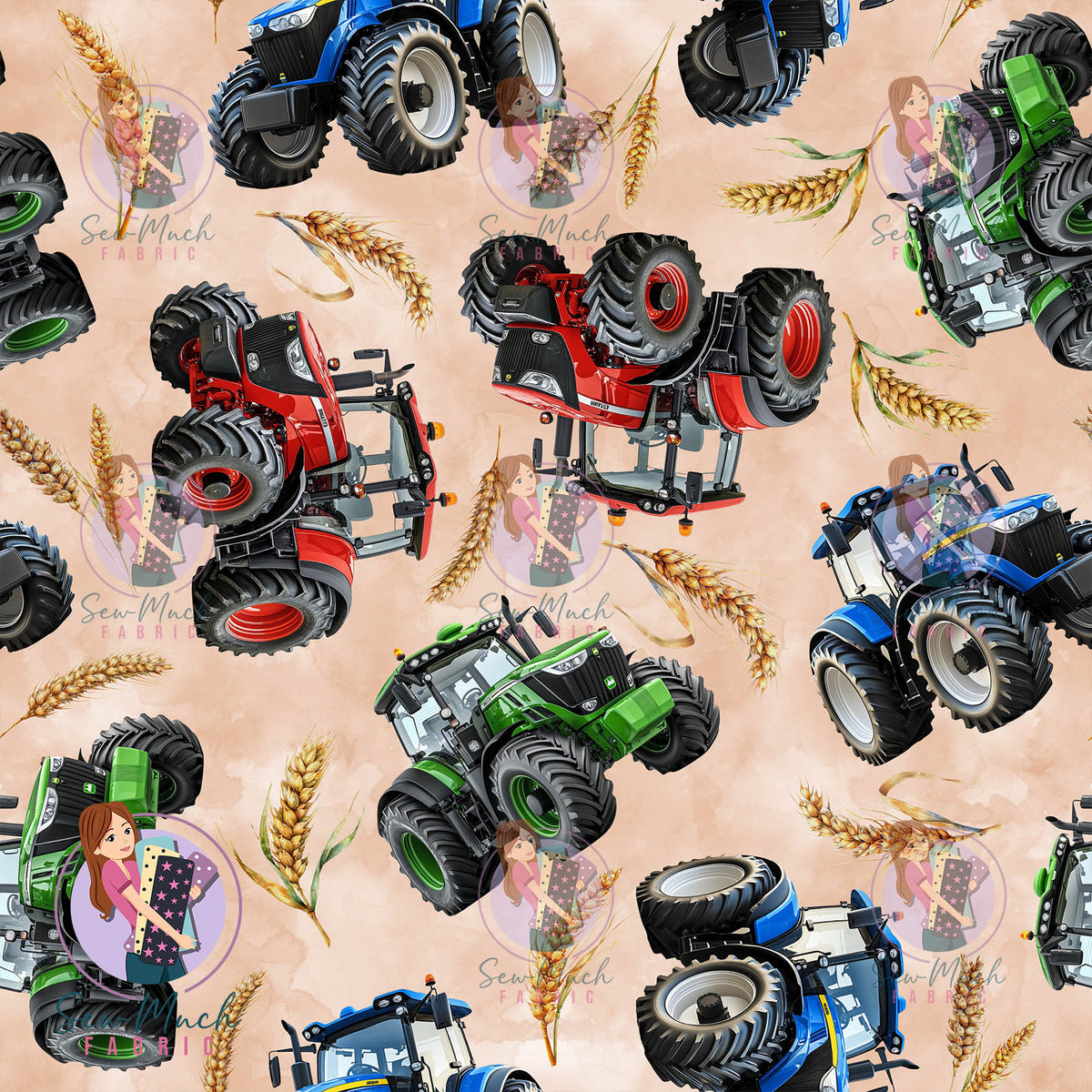 Colourful Tractors Beige | Woven | Retail | Average Scale