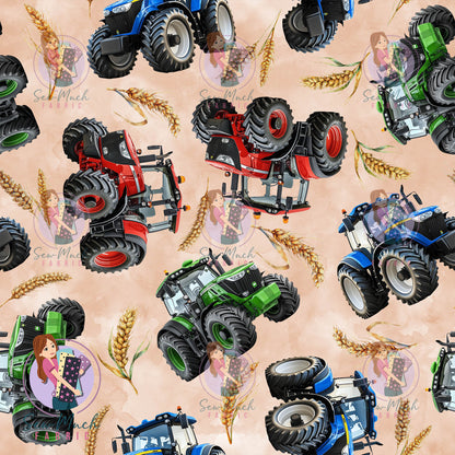 Colourful Tractors Beige | Woven | Retail | Average Scale