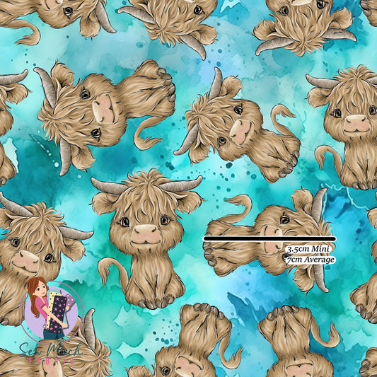 Highland Cow Aqua | Canvas | Retail | Average Scale