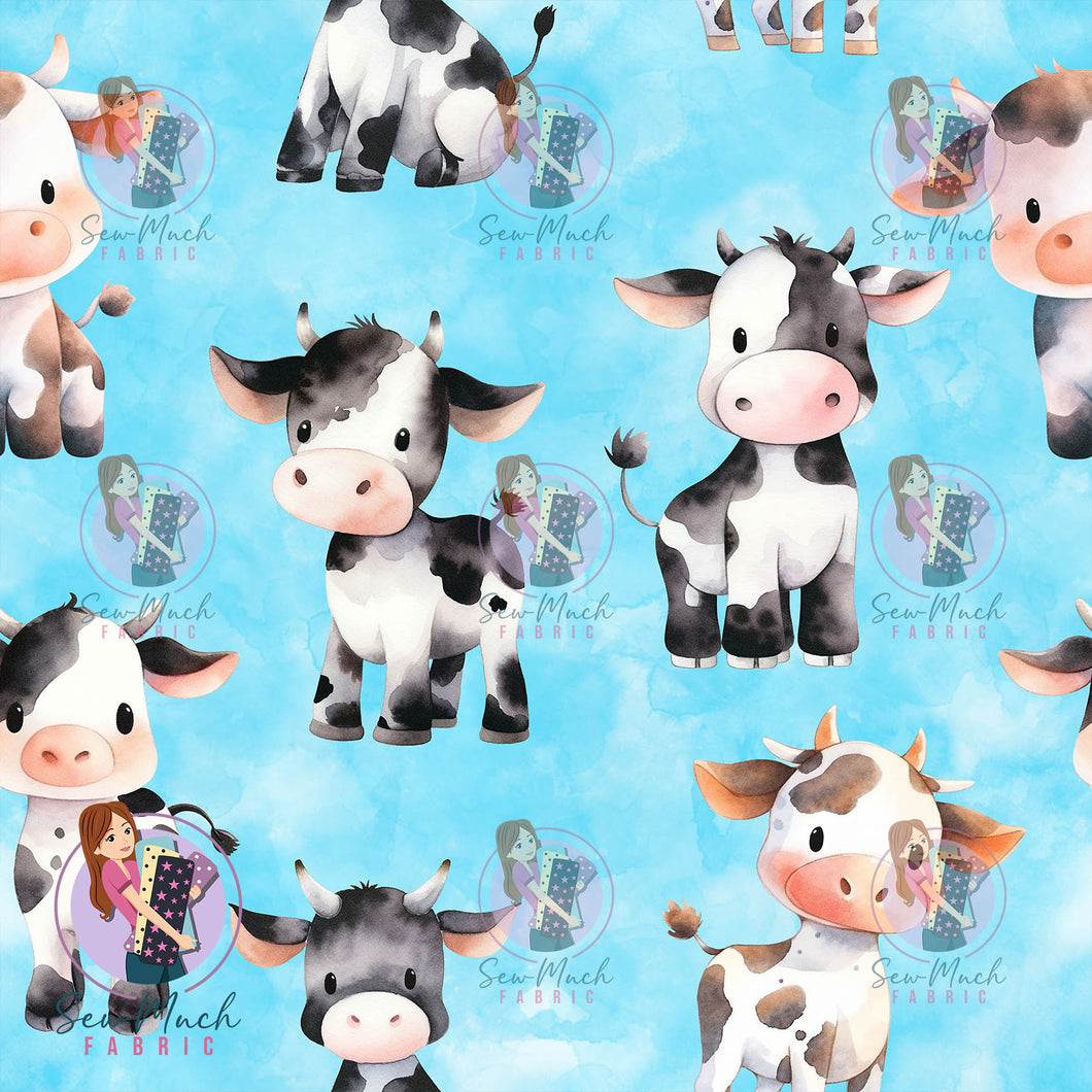 Cute Cows Blue | Knit | Retail | Average Scale