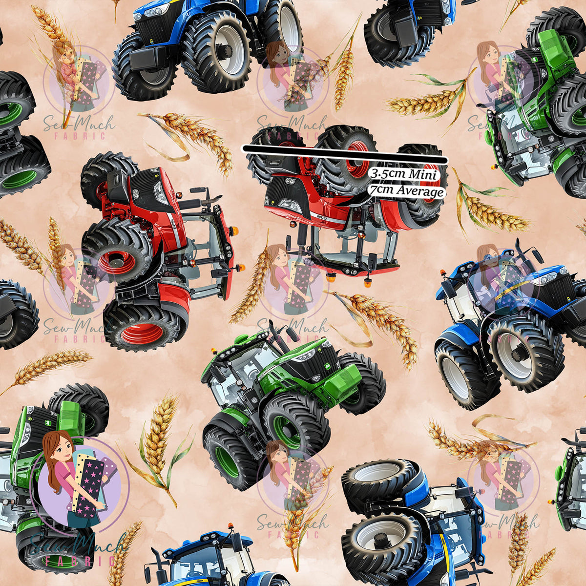 Colourful Tractors Beige | Woven | Retail | Average Scale