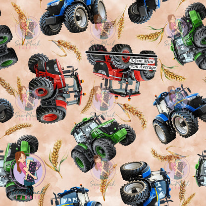 Colourful Tractors Beige | Woven | Retail | Average Scale
