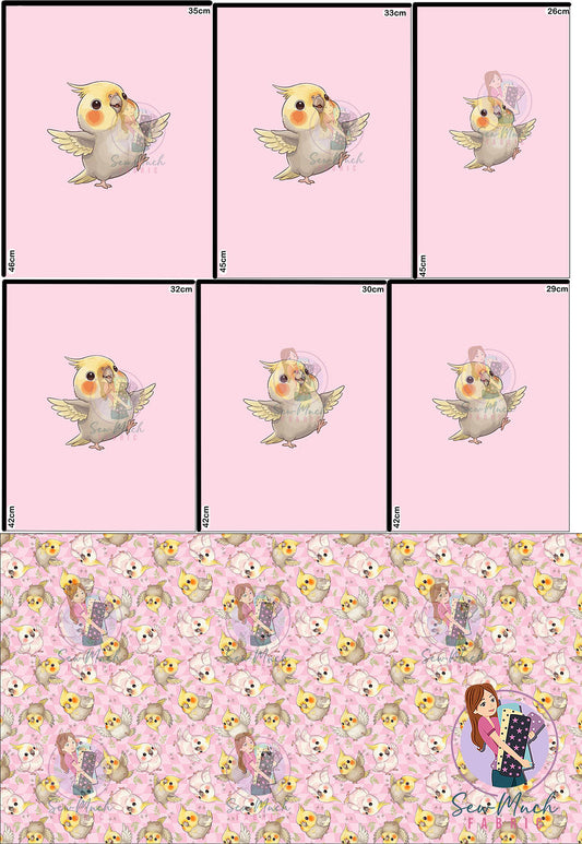 AUGUST Pre-Order (1): Cockatiel Pink 'PANEL FOR ROMPERS'
