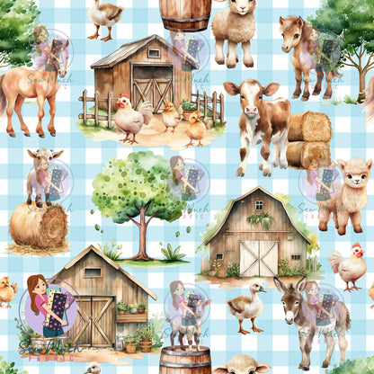 Farmyard Blue Gingham | Woven | Retail | MINI Scale