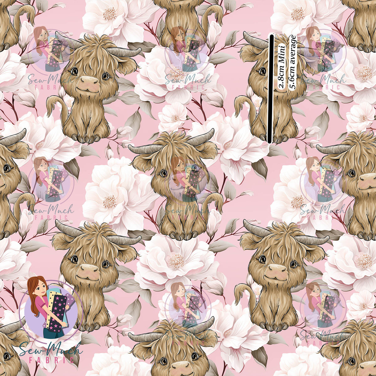 Highland Cows Elizabeth Floral | Woven | Retail | MINI Scale