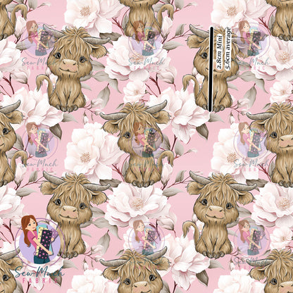 Highland Cows Elizabeth Floral | Woven | Retail | MINI Scale